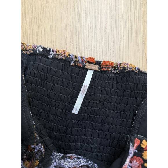 Free People Black Pink Floral Embroidered Marie Mini Romper Size Small 2321 - Picture 11 of 11